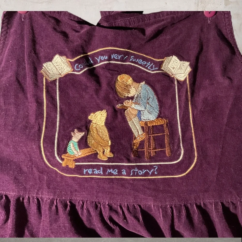 CLASSIC POOH Vintage Purple Corduroy  Overall Dress - Picture 4 of 10